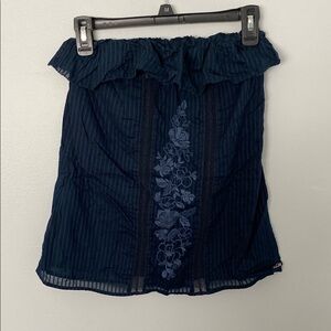 Hollister Navy Blue Floral Blouse